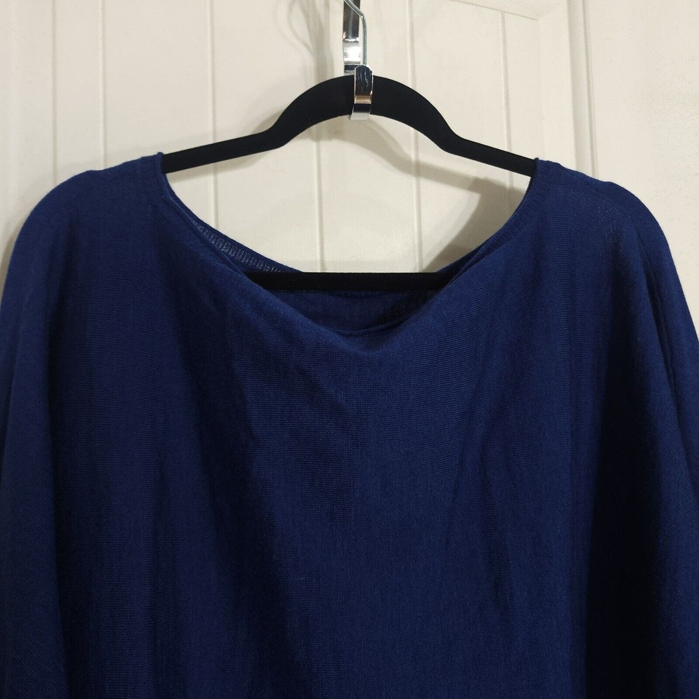 Eileen Fisher Womens Top Fine Merino Jersey Wool Blue Bateau Neck Sweater Sz 1X - Picture 5 of 11